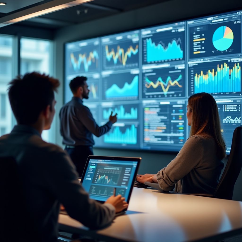 Equipo analizando datos financieros