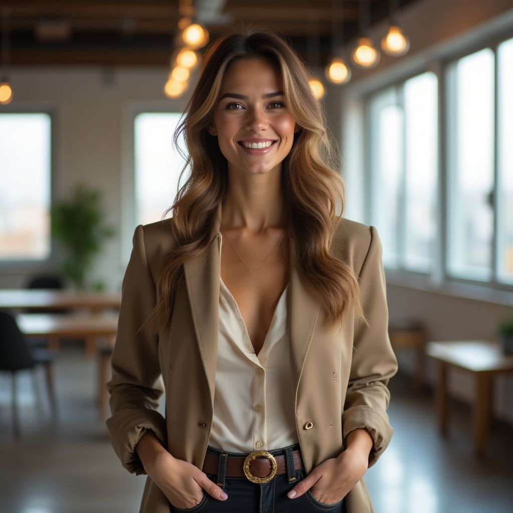 Emprendedora satisfecha con servicios